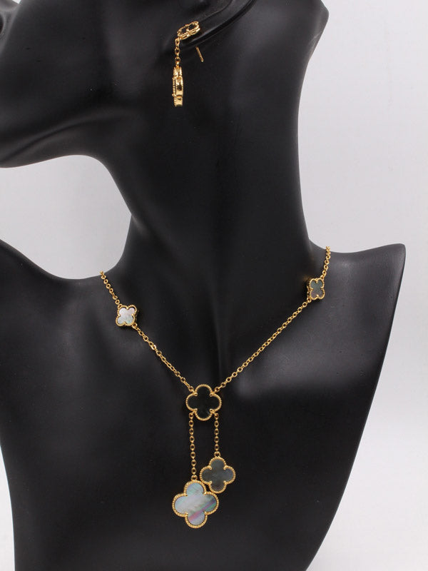 طقم فان كليف 5 وردات 2 قطع اطقم van cleef رمادي