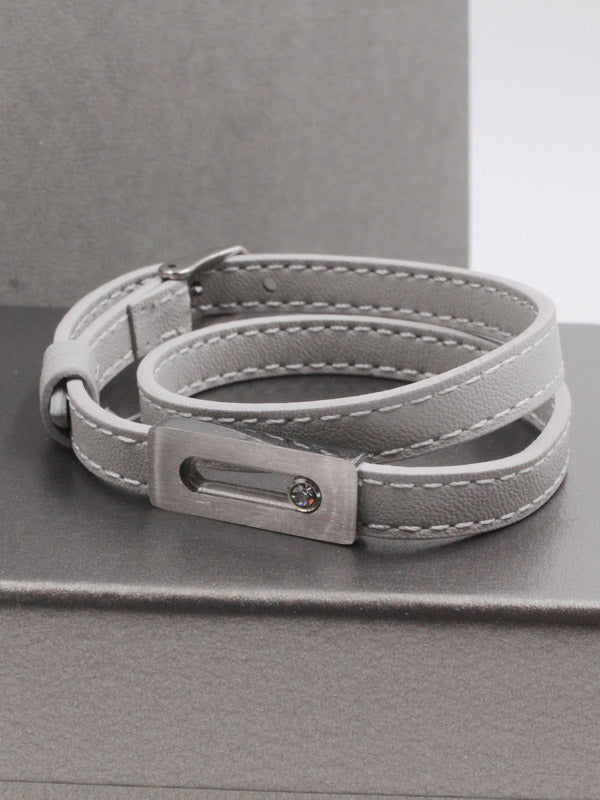 اسواره ميسيكا رجالي / نسائي جلد اسواره messika رمادي