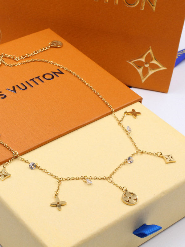 تشوكر لويس فيتون زركون فلاور ذهبي سلسال louis vuitton