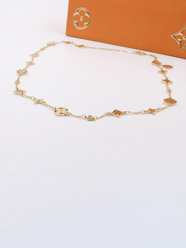 عقد طويل لويس فيتون زركون ذهبي سلسال louis vuitton ذهبي