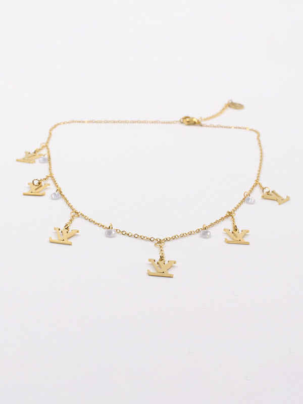 تشوكر لويس فيتون زركون ذهبي سلسال louis vuitton