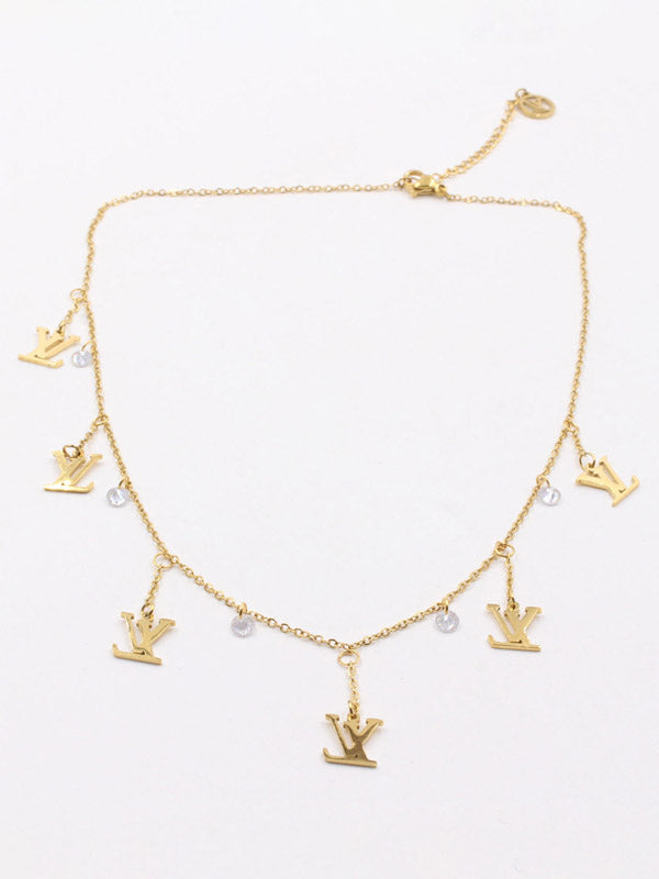 تشوكر لويس فيتون زركون ذهبي سلسال louis vuitton ذهبي