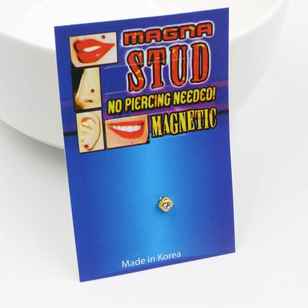 زمام مغناطيس معدني مربع بفص زمام متوفر 2 لون ذهبي