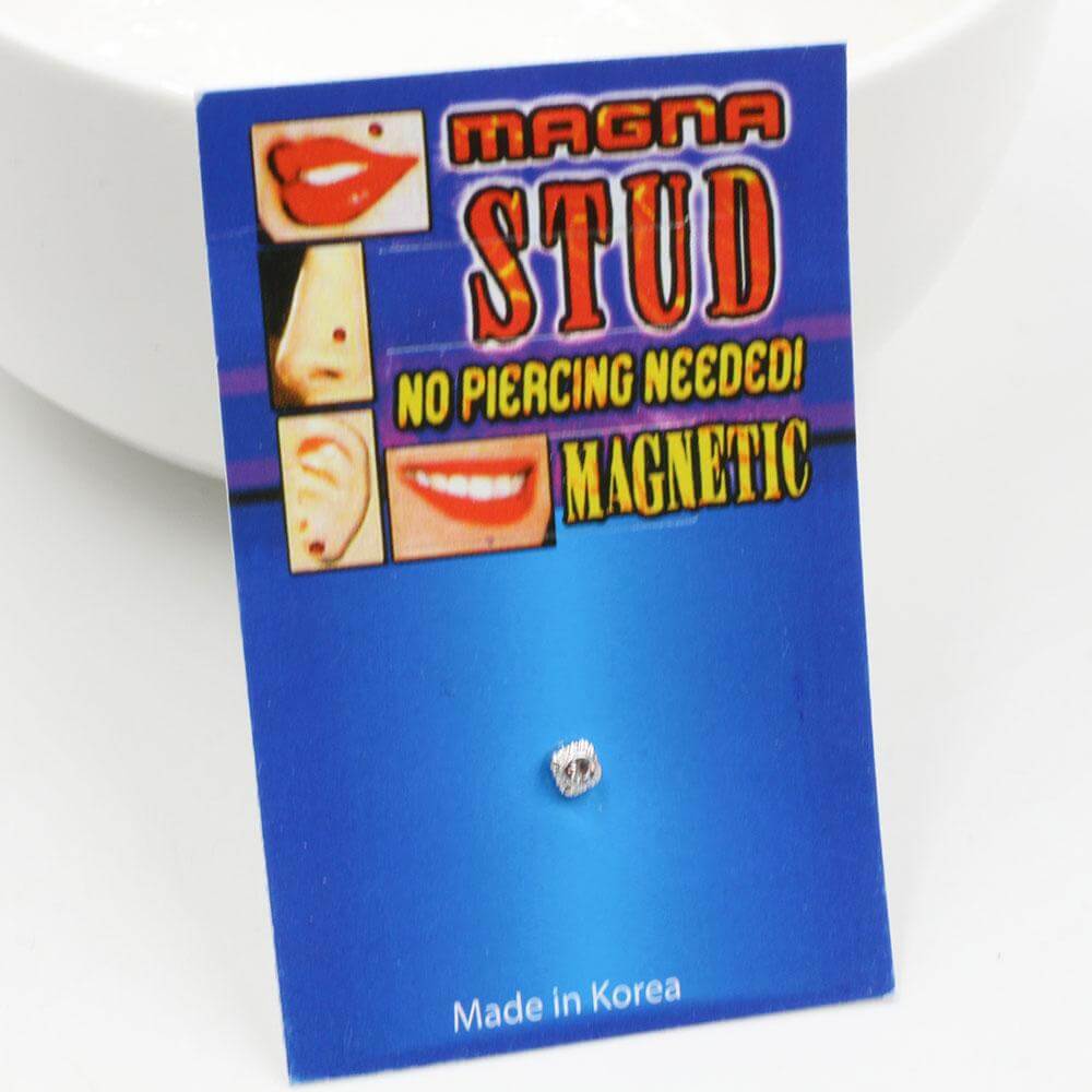 زمام مغناطيس معدني مربع بفص زمام متوفر 2 لون فضي