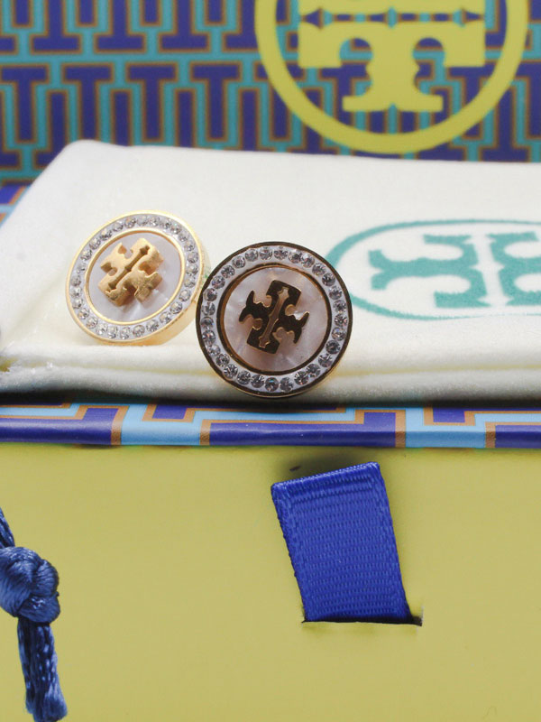 حلق توري بورش كريستال مدور حلق tory burch