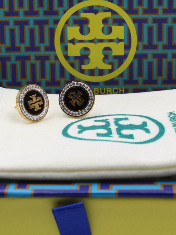 حلق توري بورش كريستال مدور حلق tory burch