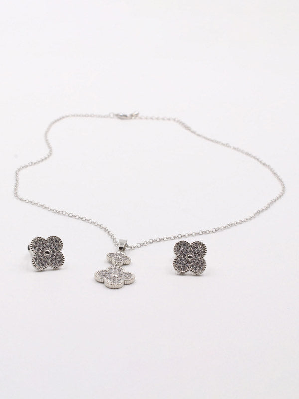 طقم فان كليف زركون 2 قطع اطقم van cleef فضي