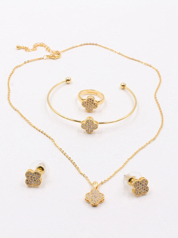 طقم فان كليف للاطفال زركون 4 قطع اطقم van cleef ذهبي