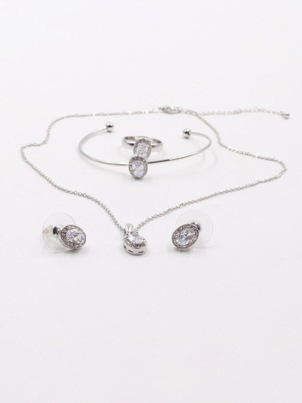 طقم بيضاوي للاطفال زركون 4 قطع اطقم jewel