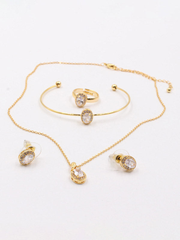 طقم بيضاوي للاطفال زركون 4 قطع اطقم jewel