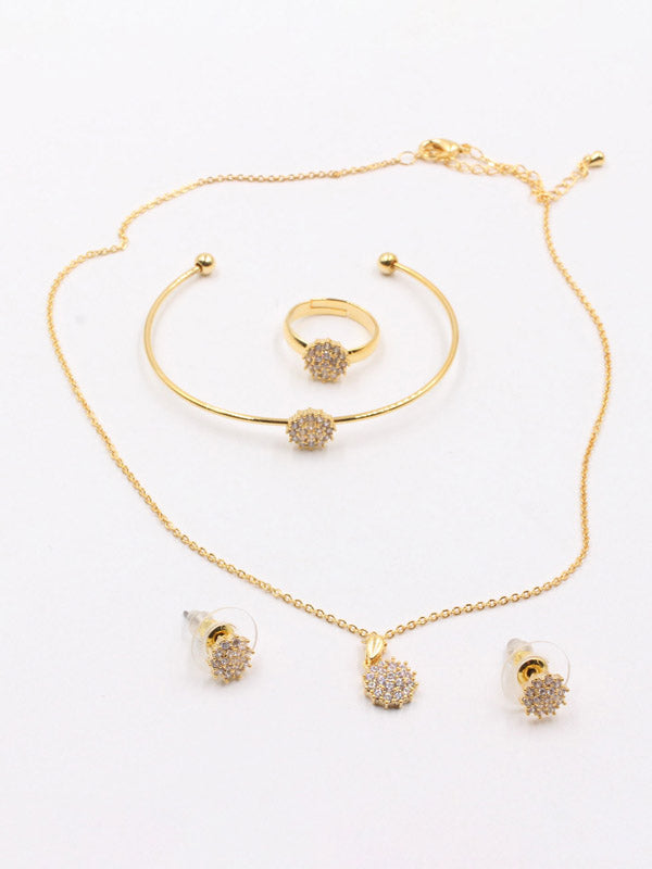 طقم مدور للاطفال زركون 4 قطع اطقم jewel ذهبي