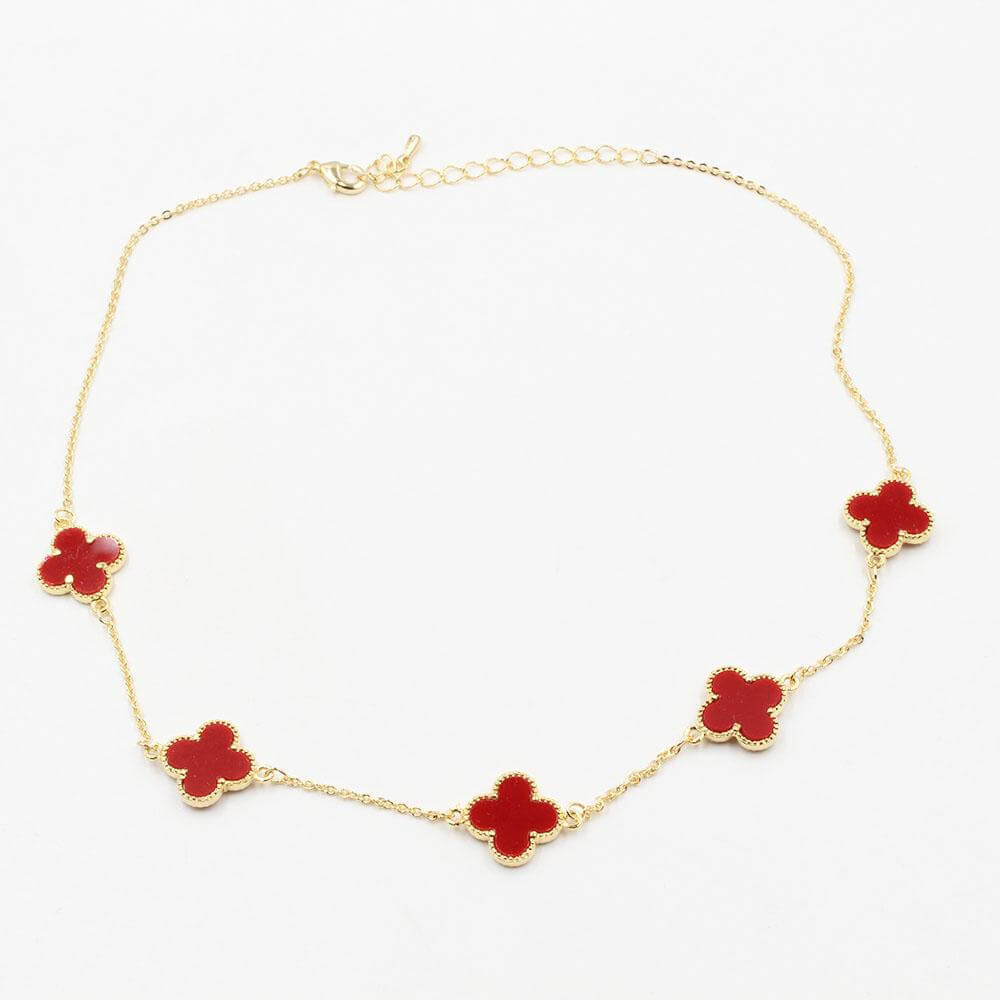 سلسال عقد فان كليف 5 وردات سلسال van cleef احمر