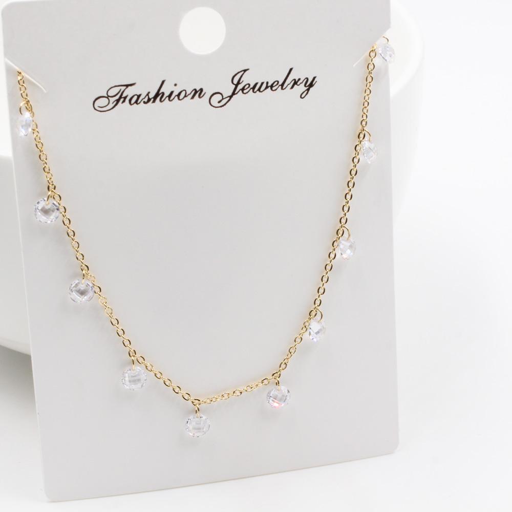 عقد زركون ناعم سلسال متوفر 2 لون ذهبي