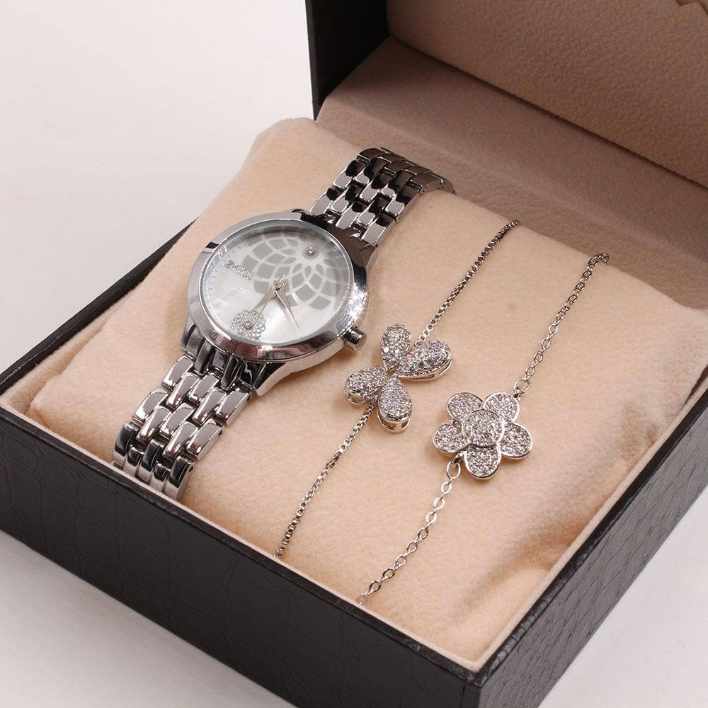 ساعه زيروس واساور زركون اطقم ساعات متوفر 2 لون فضي