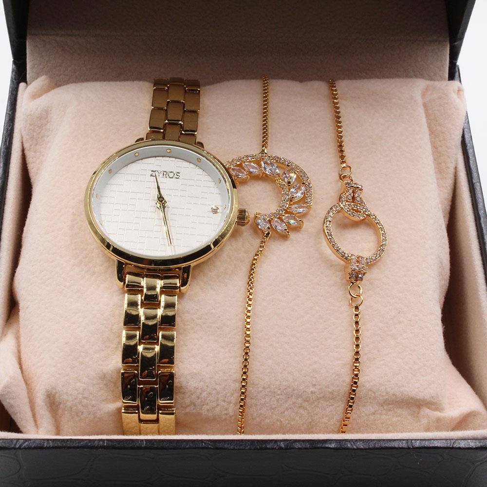 طقم ساعة زيروس واساور اطقم ساعات متوفر 2 لون ذهبي