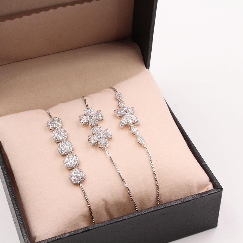 طقم سحاب اساور 3 قطع اسواره متوفر 2 لون فضي