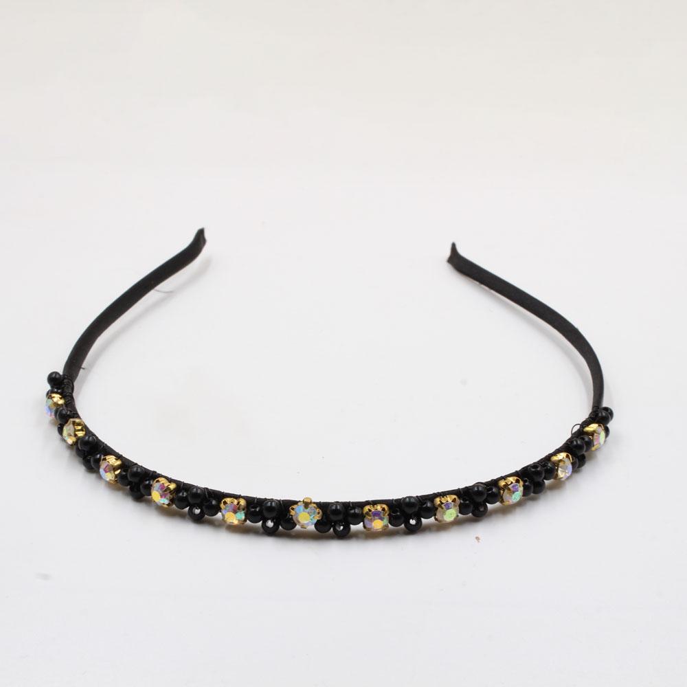 طوق كاجوال كريستال اكسسوارات شعر متوفر 6 لون اسود