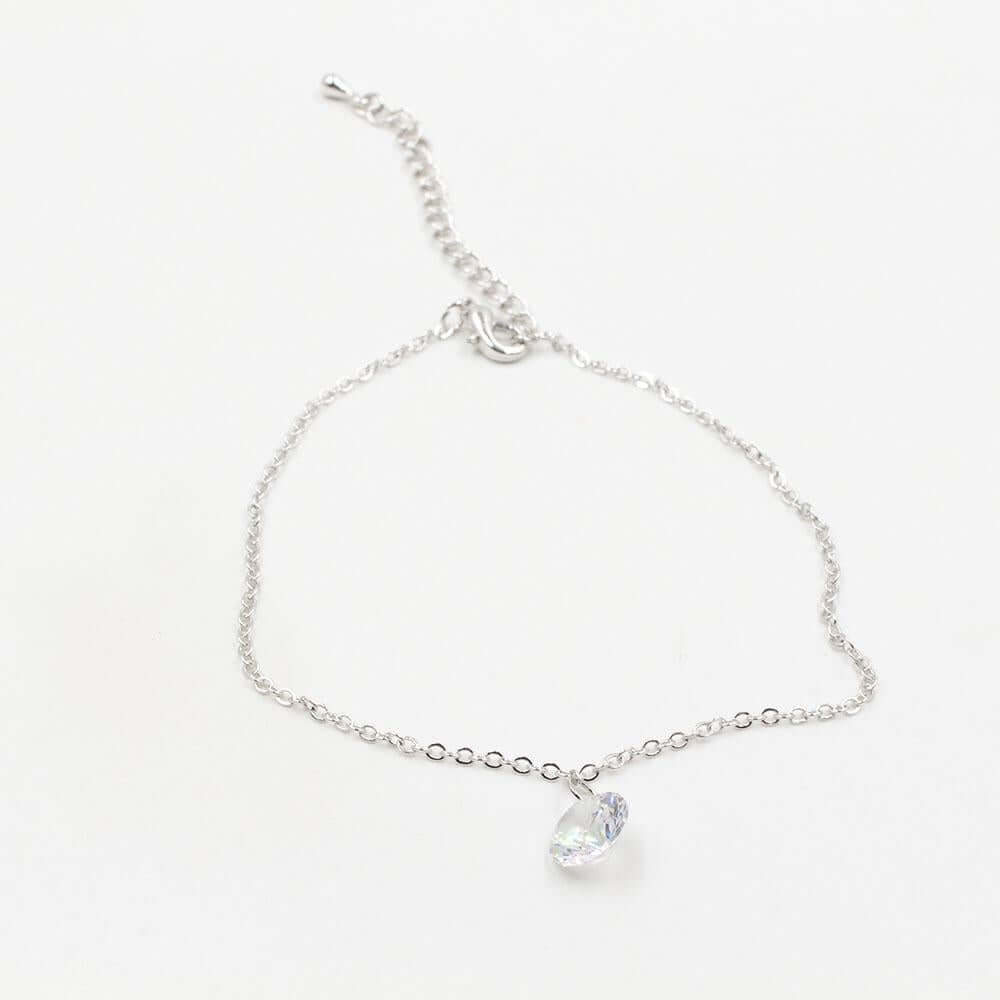 خلخال فص زركون خلاخل متوفر 2 لون فضي