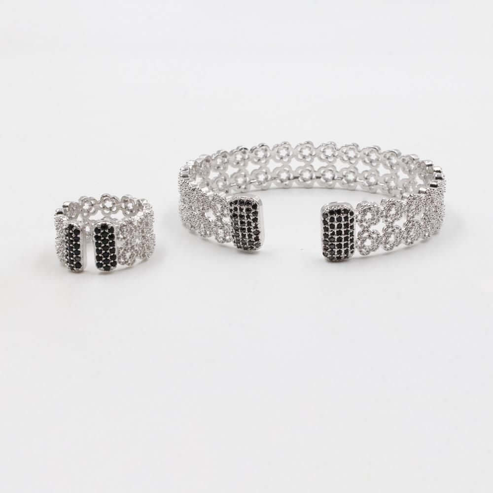 اسواره شانيل بانقل زركون اسواره chanel اسود فضي