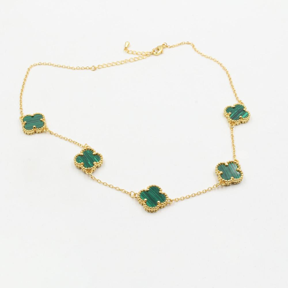 عقد فان كليف 5 وردات الجديد سلسال van cleef اخضر