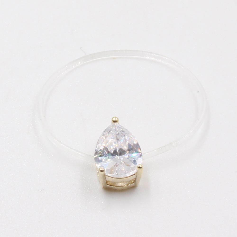 خاتم شفاف دمعه زركون خواتم متوفر 2 لون