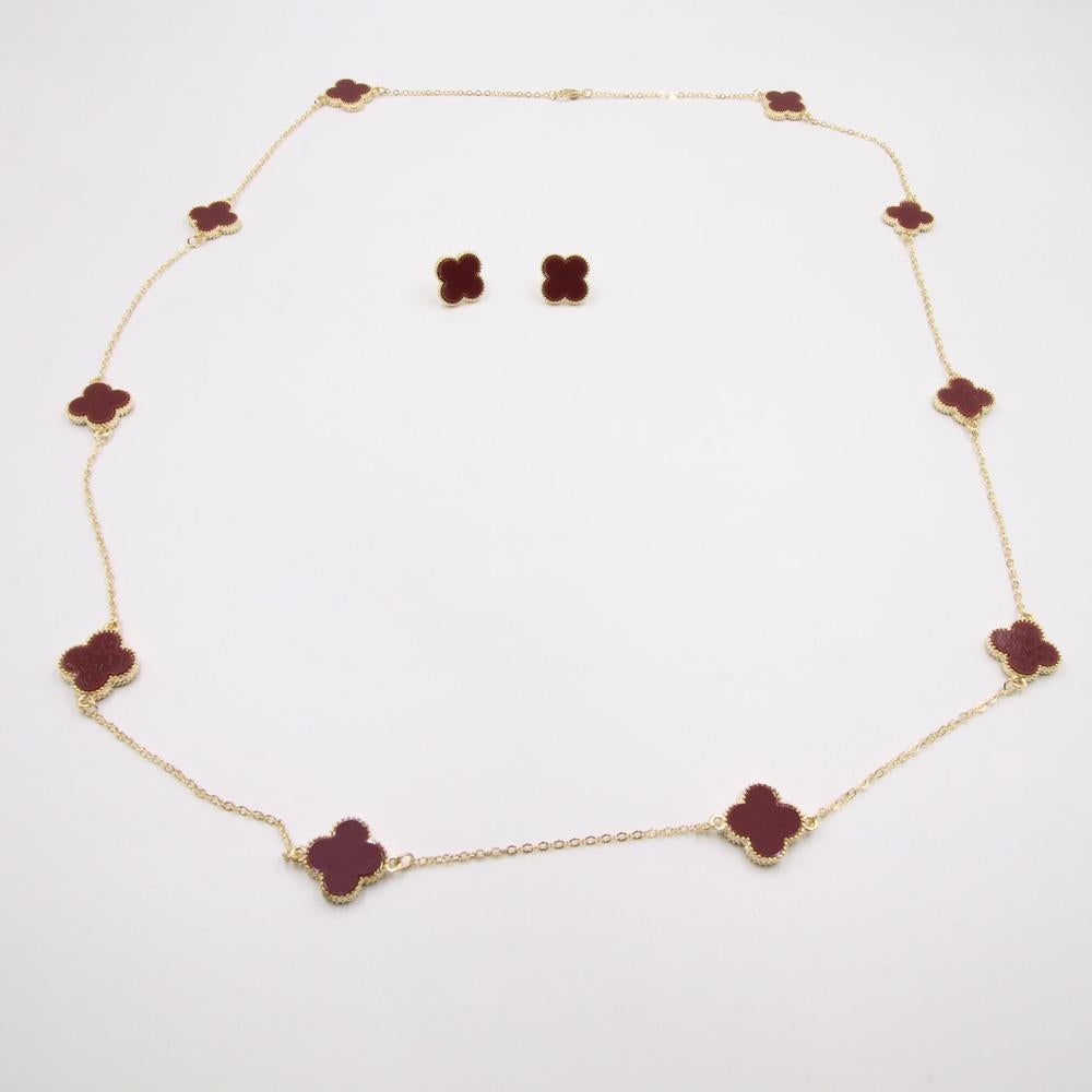 طقم فان كليف ورود كبيره اطقم van cleef عنابي