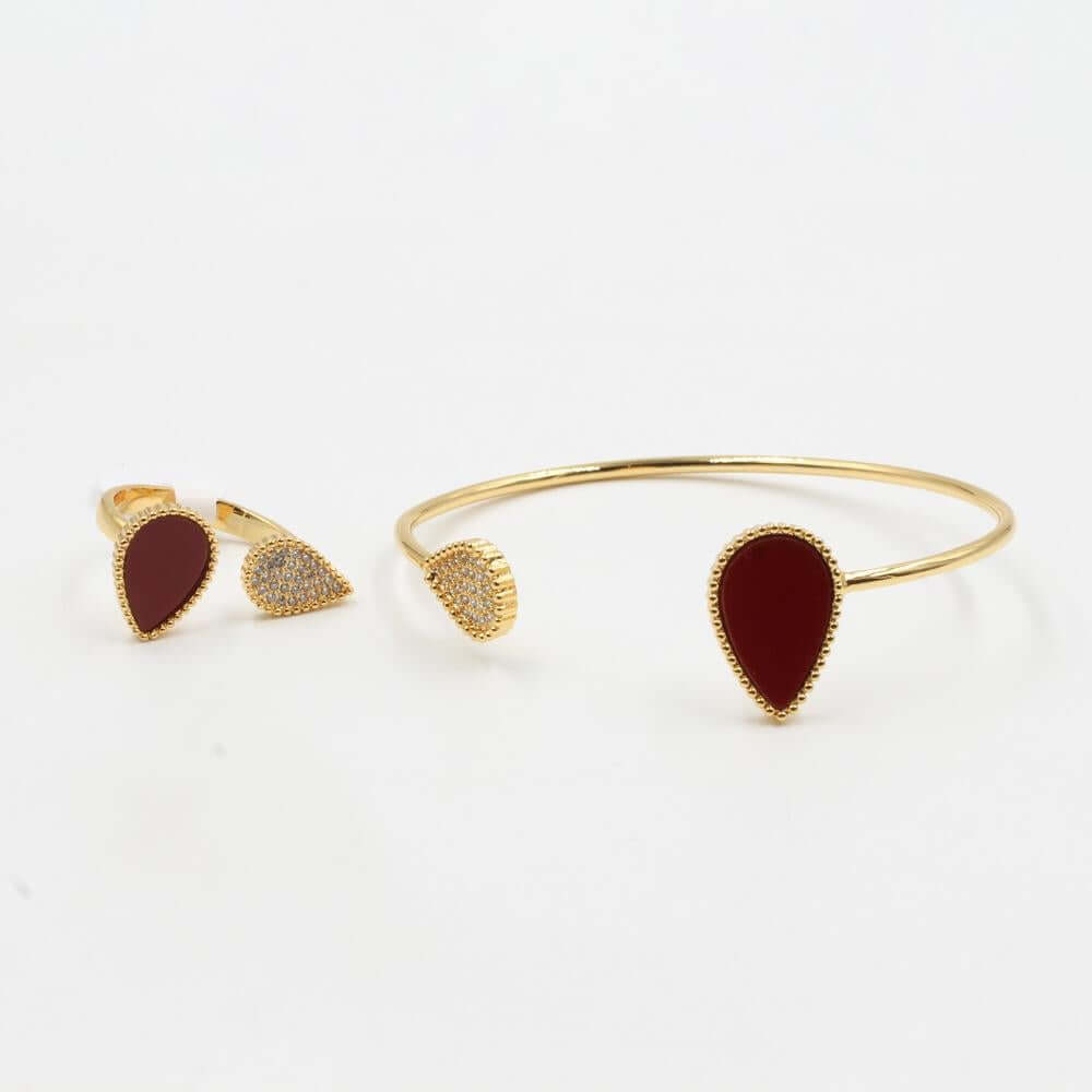 اسواره وخاتم حجر طبيعي بشكل دمعه اسواره متوفر 7 لون