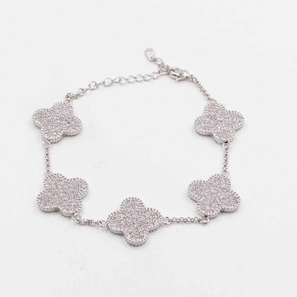 اسواره فان كليف زركون 5 وردات كبيرة اسواره van cleef فضي