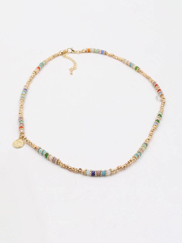 عقد جنيهات بأحجار الكريستال سلسال متوفر 6 لون ملون