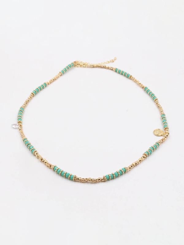 عقد جنيهات بأحجار الكريستال سلسال متوفر 6 لون تركواز