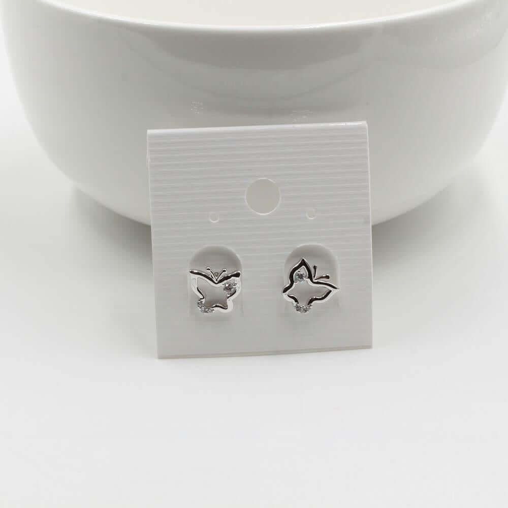 حلق فراشه زركون صغير حلق متوفر 2 لون فضي