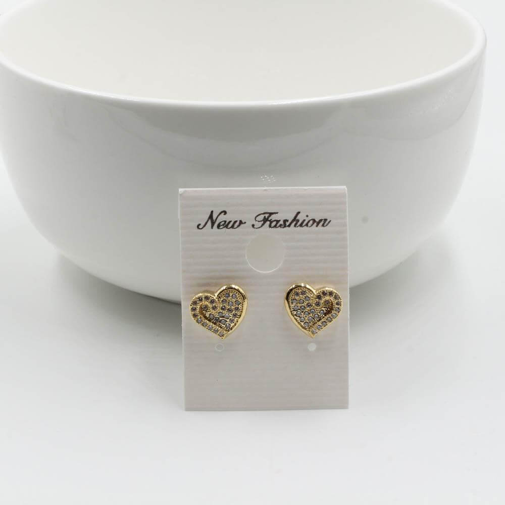 حلق قلب زركون حلق متوفر 2 لون ذهبي