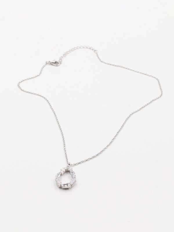 سلسال دمعة كبيره زركون سلسال متوفر 2 لون فضي