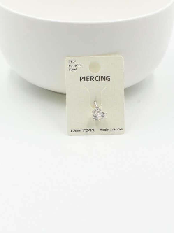 بيرسنق فص زركون للشفايف بيرسنق متوفر 2 لون فضي