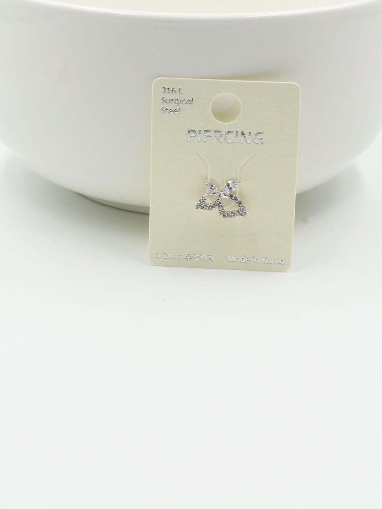 بيرسنق زركون فراشة بيرسنق متوفر 2 لون فضي