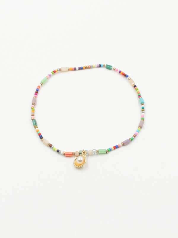 خلخال احجار ملونة بصدف ذهبي بلولو خلاخل متوفر 5 لون ملون