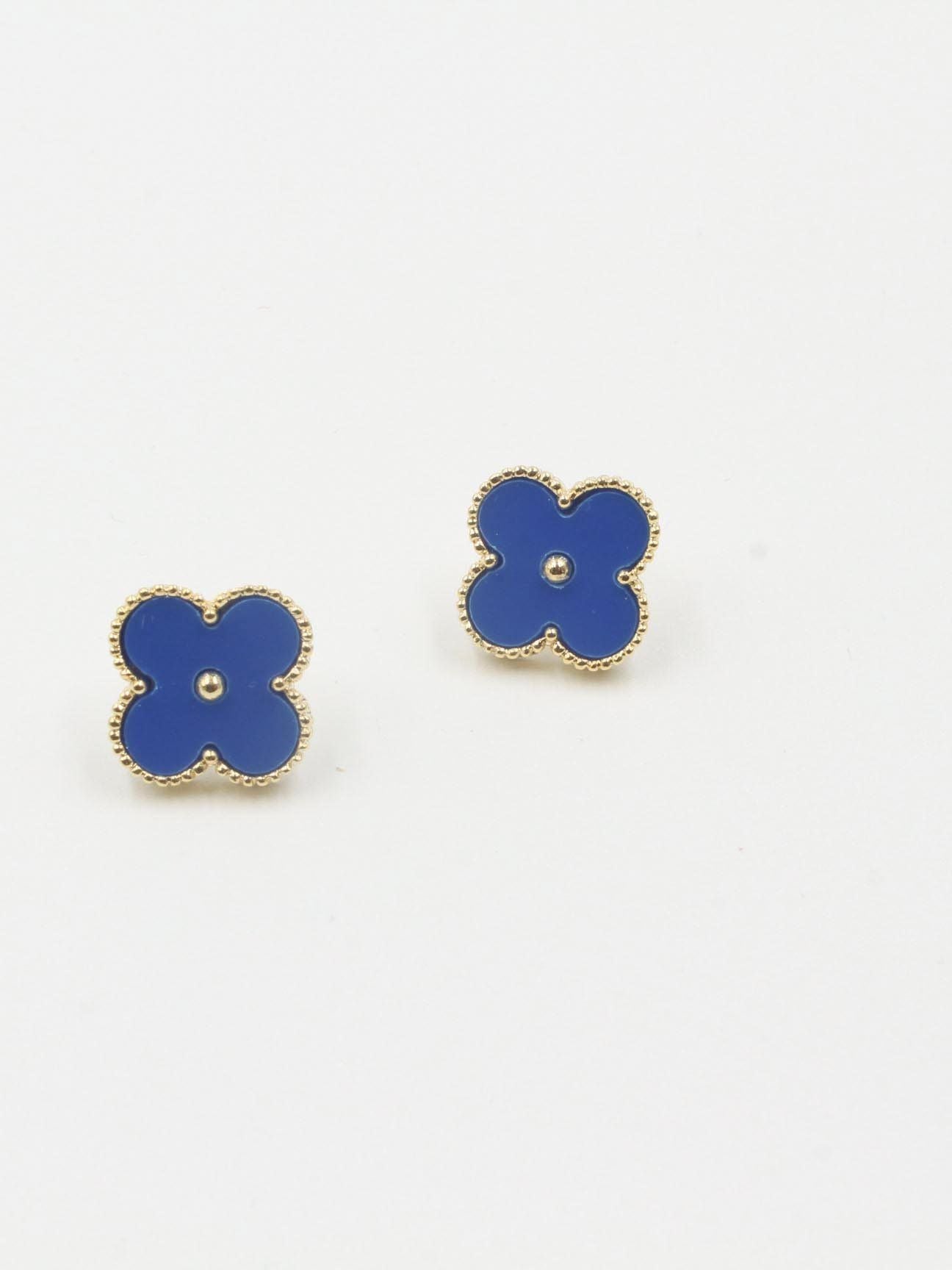 حلق فان كليف بفص معدني حلق van cleef ازرق