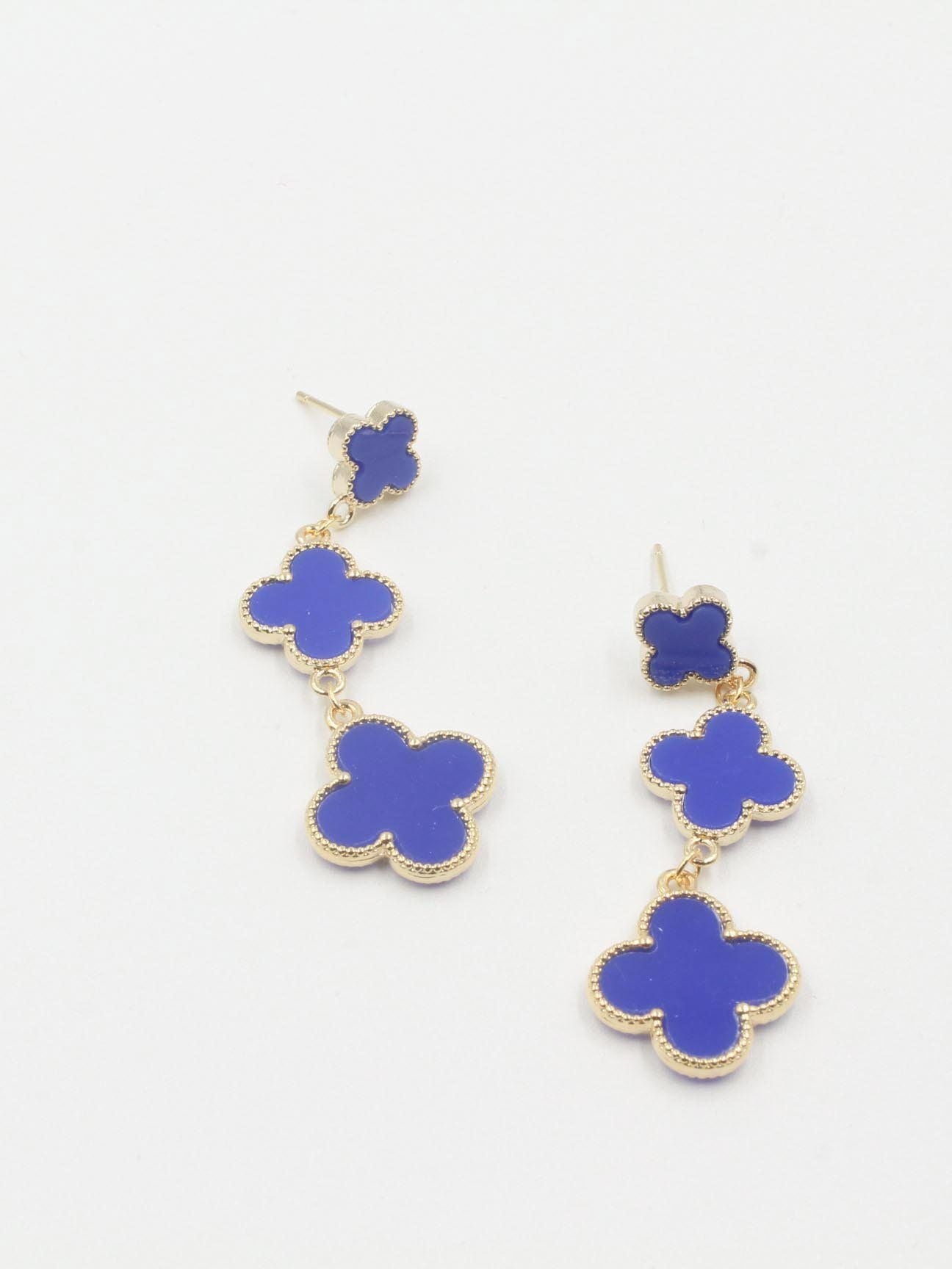 حلق فان كليف ثلاثة وردات حلق van cleef ازرق