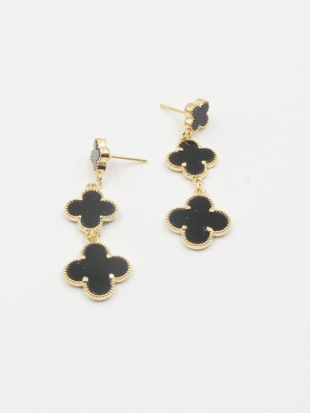 حلق فان كليف ثلاثة وردات حلق van cleef اسود
