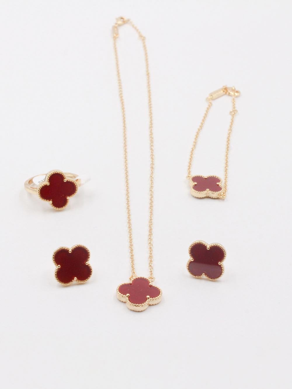 طقم فان كليف صدف 4 قطع اطقم van cleef عنابي 6