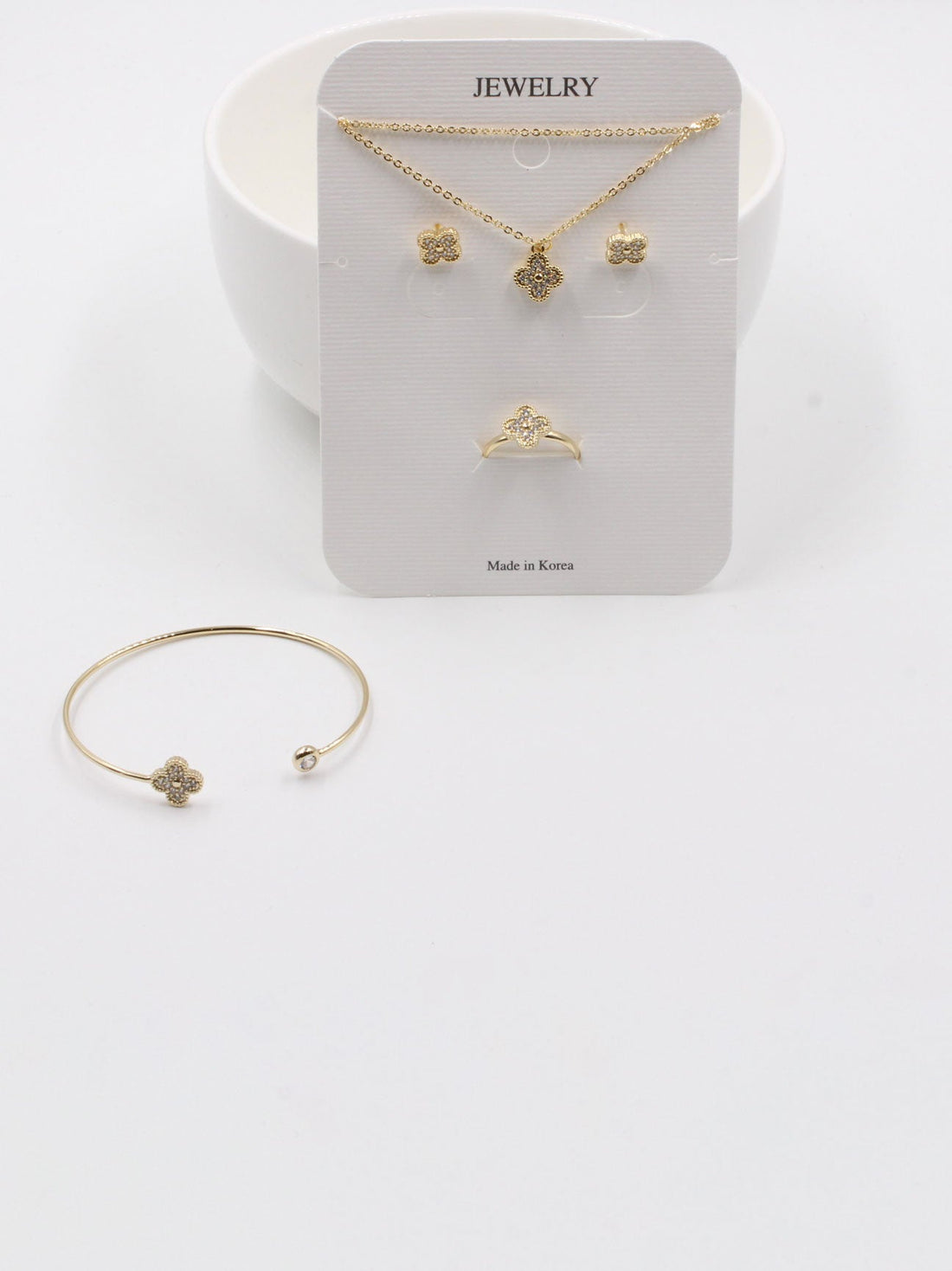 طقم فان كليف بناتي 4 قطع زركون اطقم van cleef ذهبي