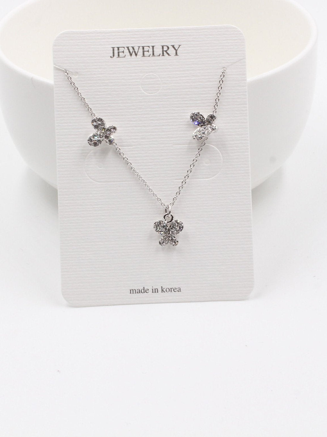 طقم كوري فراشة كرستال اطقم متوفر 2 لون فضي