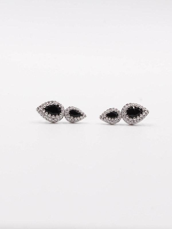 حلق دمعتين زركون حلق متوفر 10 لون اسود فضي