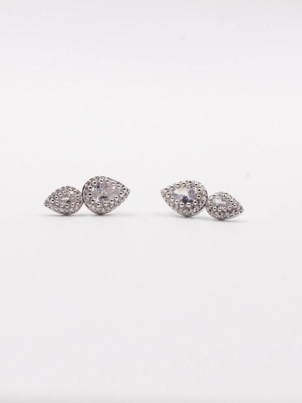 حلق دمعتين زركون حلق متوفر 10 لون فضي