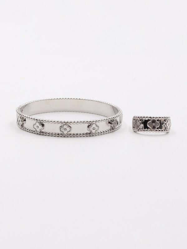 اسواره وخاتم فان كليف قولد فلاورز اسواره van cleef فضي 7