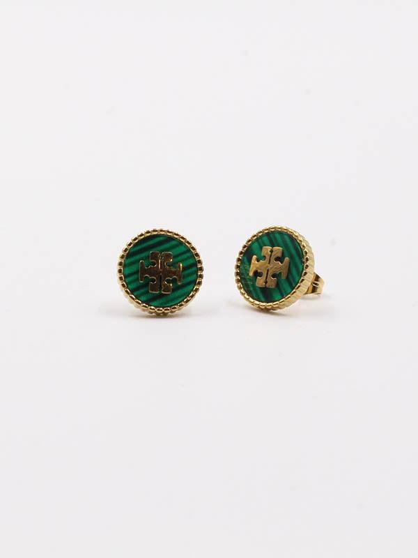 حلق توري بورش صغير حلق tory burch اخضر ذهبي