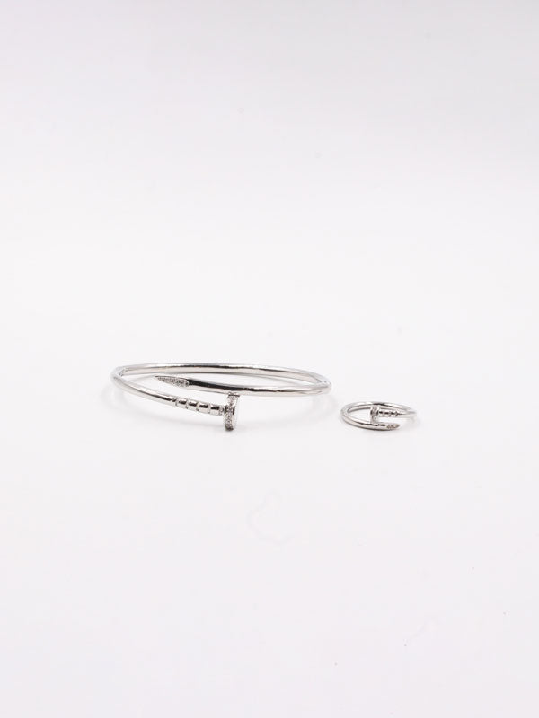 Cartier nail bracelet with ring - أسوارة كارتير مسمار مع خاتم اسواره CARTIER فضي 7