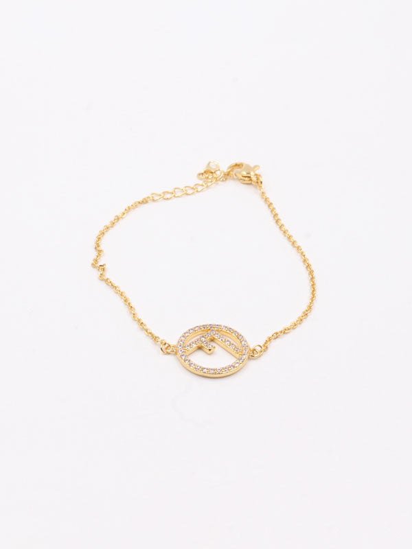 Fendi soft cubic zirconia bracelet - أسوارة فندي ناعمة زركون اسواره fendi ذهبي