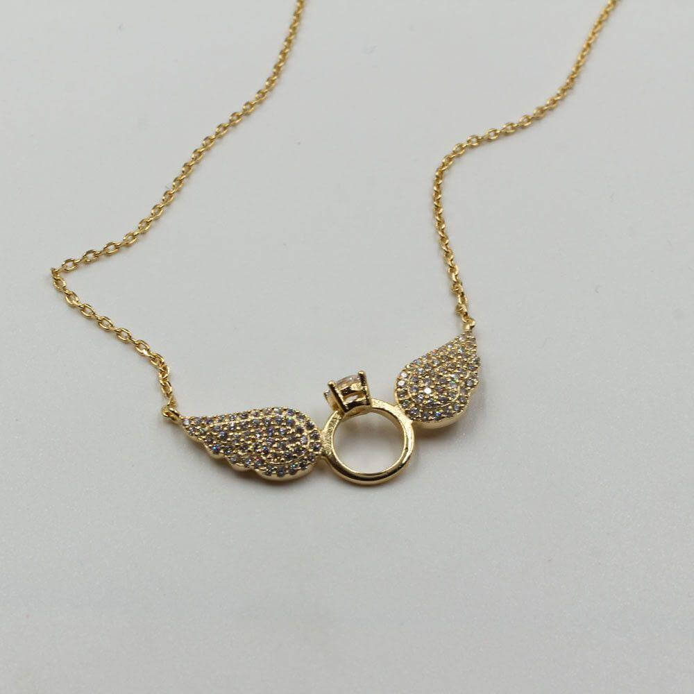 سلسال تيفاني جناح زركون كبير سلسال tiffany ذهبي