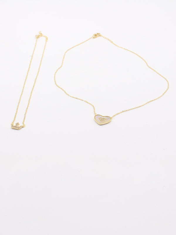 سلسال قلب وتاج طبقتين زركون وصدف سلسال Jewel